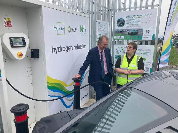 Simon Hart refuelling the hydrogen car