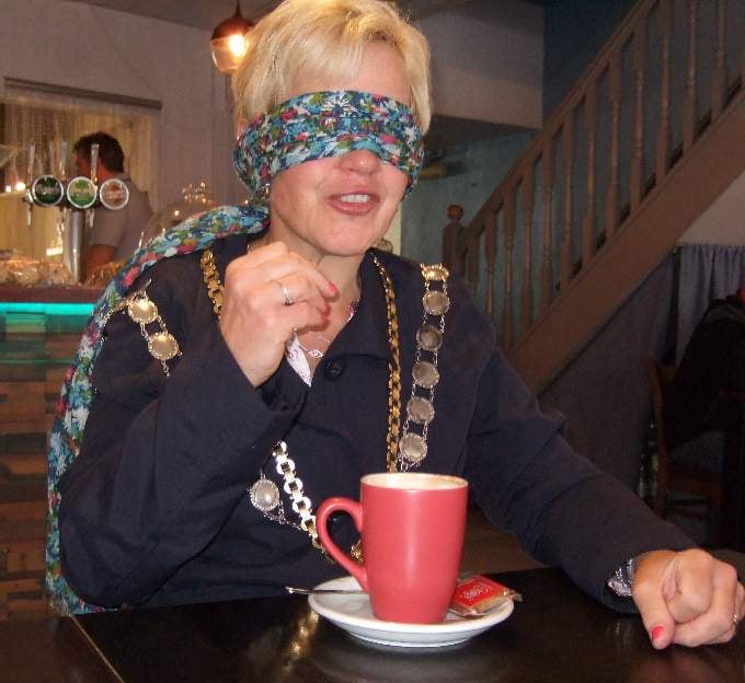 The hardest part was putting down her cup in the saucer.