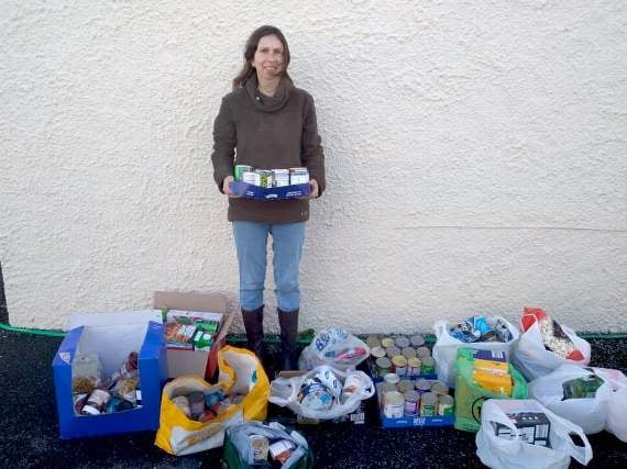 Sharron Hardwick with some of the October Tinman Tuesday Kilgetty And Surrounding Areas Donations.