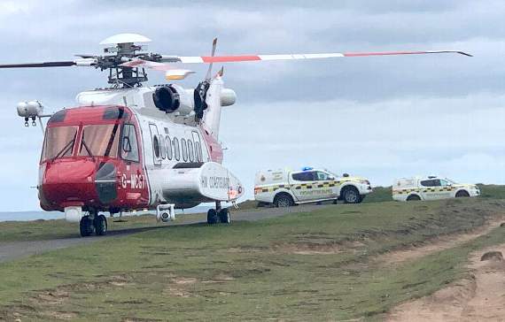 Coastguard rescue helicopter 924 from New Quay, Cornwall was dispatched to the incident.