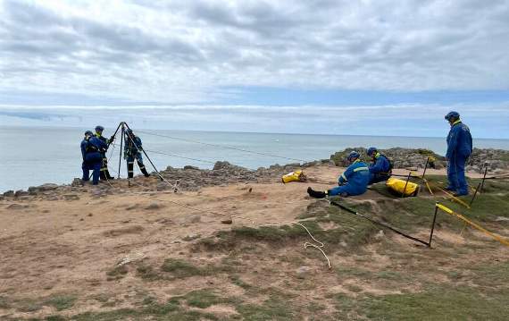 A technical rope rescue was implemented and also a helicopter requested to assist with the recovery.