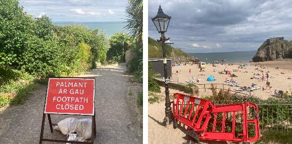 One of the main access points to Castle Beach remains closed heading into peak season