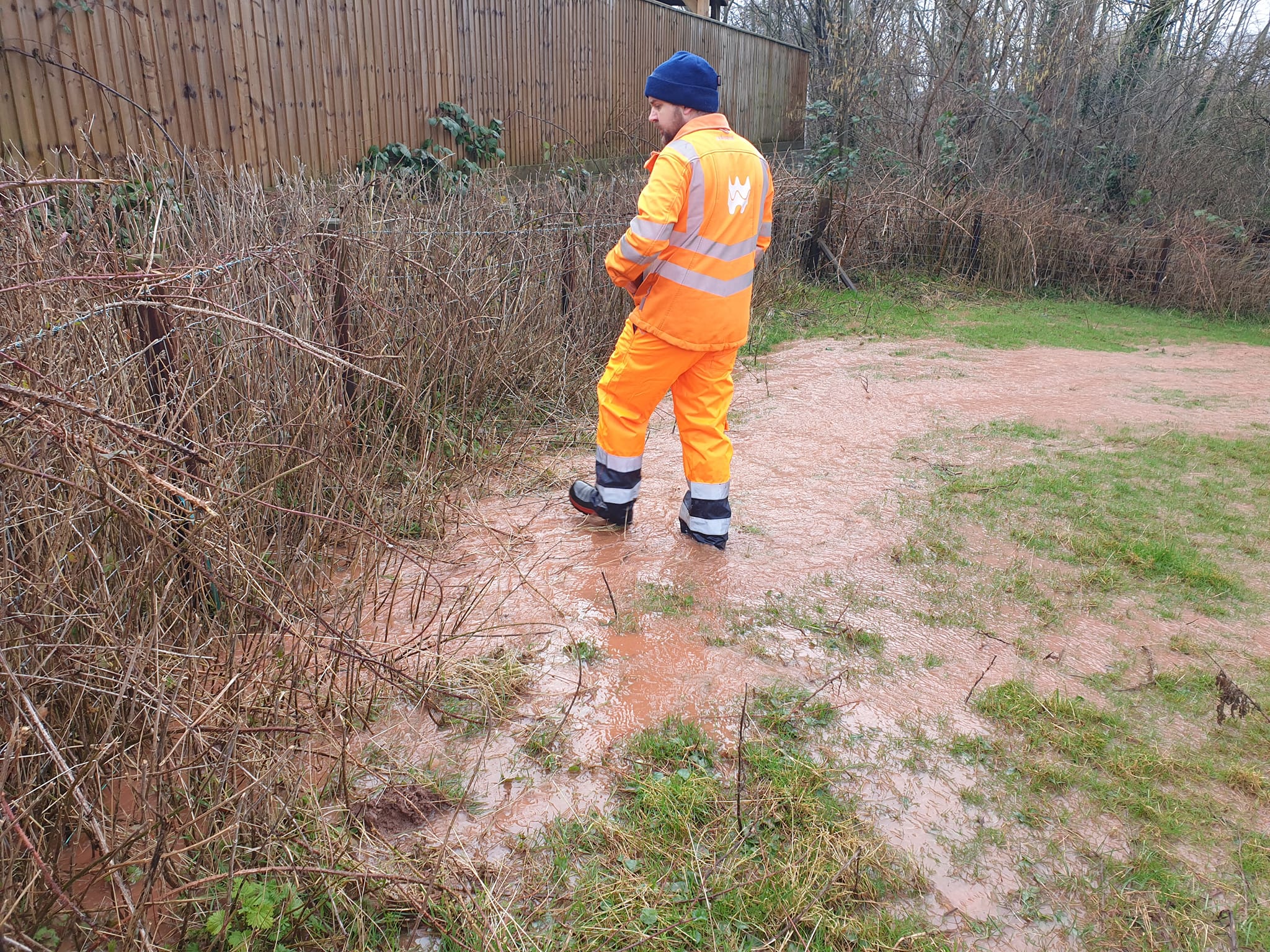 Blocked farm drains in Talgarth contribute to the volume of surface water