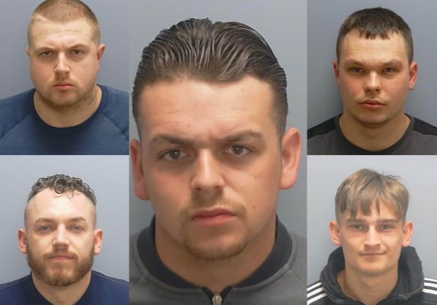 Five men who were part of an audacious £1.2million conspiracy to bugle homes and blow up cash machines across Hampshire, Dorset and Surrey have been jailed for a combined total of more than 50 years
