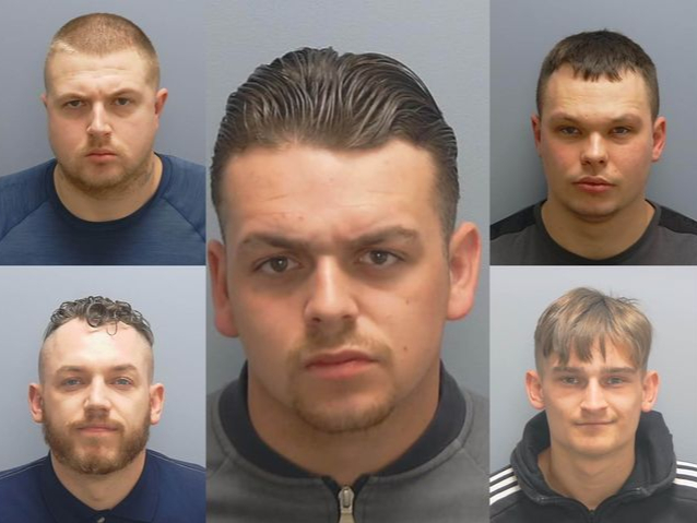 Five men who were part of an audacious £1.2million conspiracy to bugle homes and blow up cash machines across Hampshire, Dorset and Surrey have been jailed for a combined total of more than 50 years