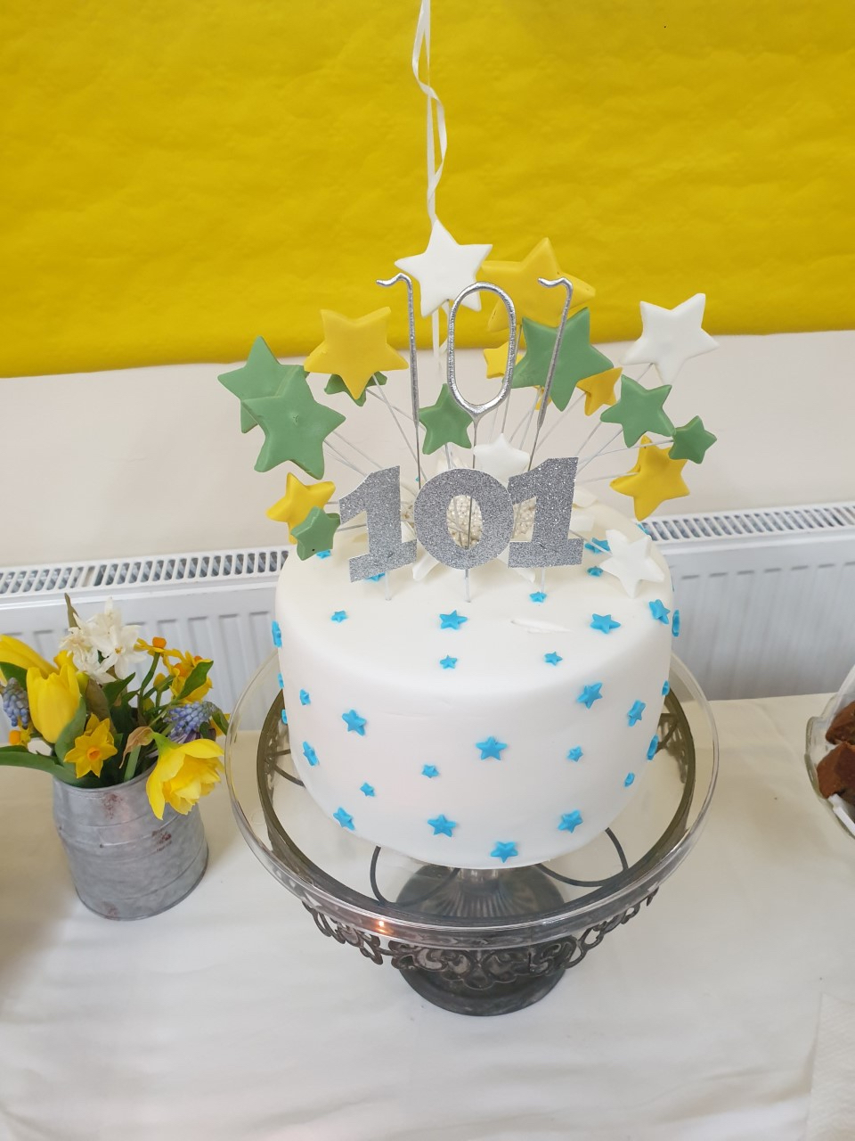 John's 101st birthday cake in close-up