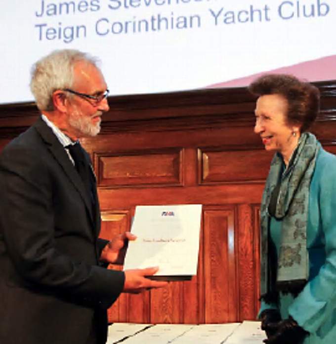James Stevenson, who volunteers at Teignmouth’s Teign Corinthian Yacht Club, receiving his Lifetime Commitment award from HRH the Princess Royal