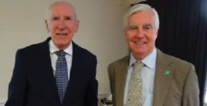 Speaker Andrew Cooper (right) with civic society president Keith Stokes-Smith.
