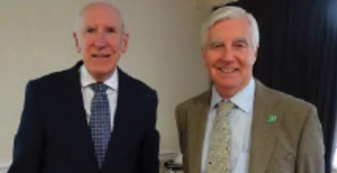 Speaker Andrew Cooper (right) with civic society president Keith Stokes-Smith.