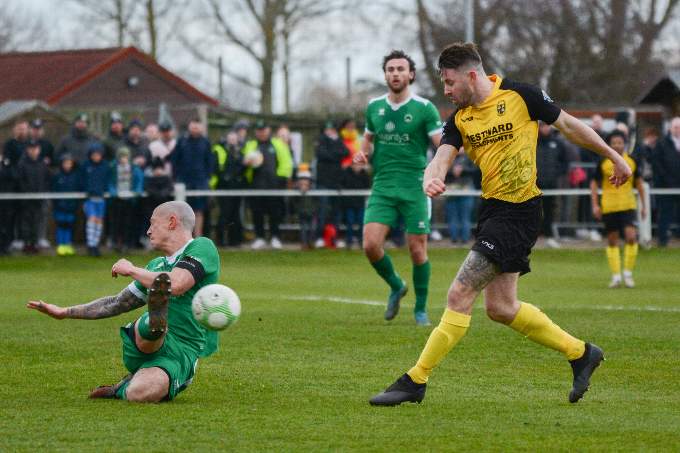 Buckland's Josh Webber has a shot blocked. Picture by Frankie O'Keeffe.