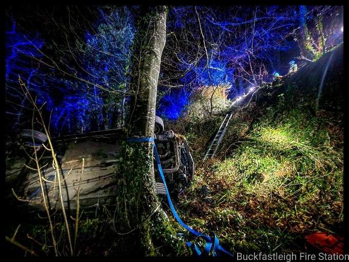 Buckfastleigh Firefighters were quickly on the scene on the Avonwick Road last night (Saturday). Picture: Buckfastleigh Fire Station