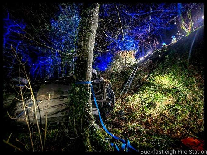 Buckfastleigh Firefighters were quickly on the scene on the Avonwick Road last night (Saturday). Picture: Buckfastleigh Fire Station
