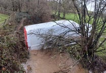 Lucky escape for van driver after crash near Morchard Road