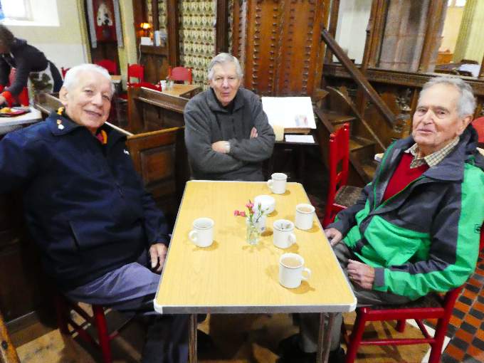 ‘Last of the Summer Wine’ - three old friends catching up at the coffee morning at St Matthew’s Church, Cheriton Fitzpaine. Photos: David Nunn