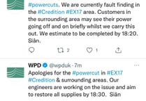 UPDATE ATTACHED: 544 Crediton area homes suffered Christmas Day power cut