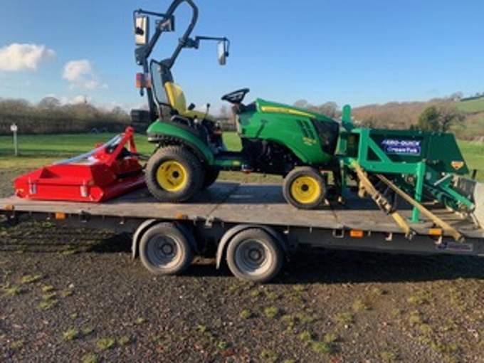 The ground-care maintenance machinery being delivered to Tedburn St Mary Football Club.