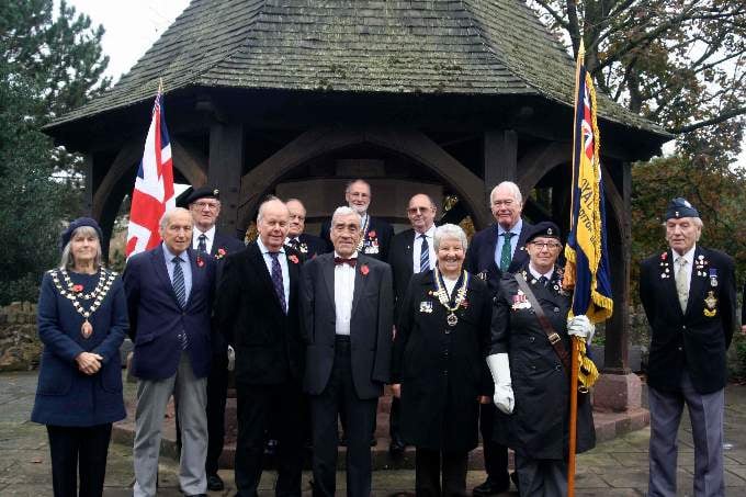 The Civic and Crediton British Legion group at the War Memorial in Crediton. SR 4677
