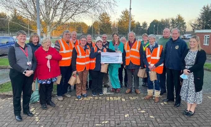 The Lions Club of Crediton volunteers who were thanked by Dr Jo Harris, centre, with Hilary Smith, Manager, Redlands, left, and April Tregale, Operations Manager, Mid Devon Healthcare Primary Care Network, right.