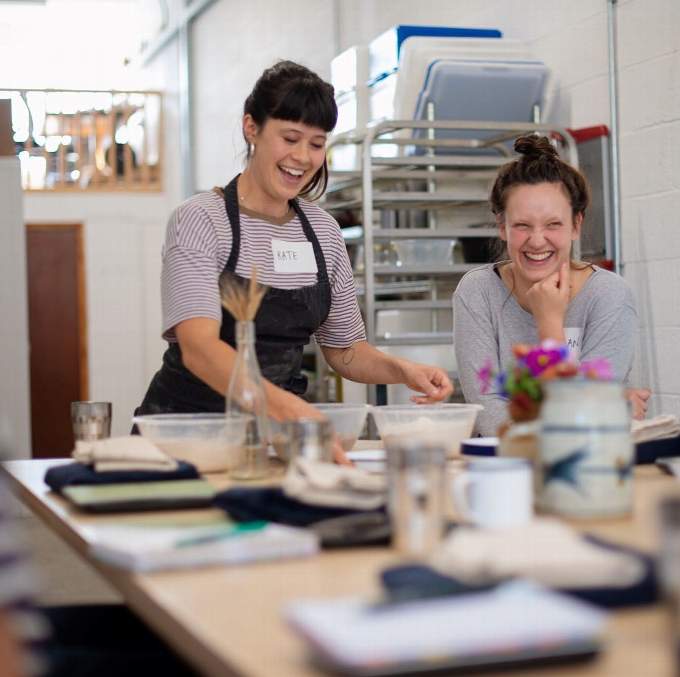 Bakers Kate Marton (left) and Megan Nash in happier days before the fire
