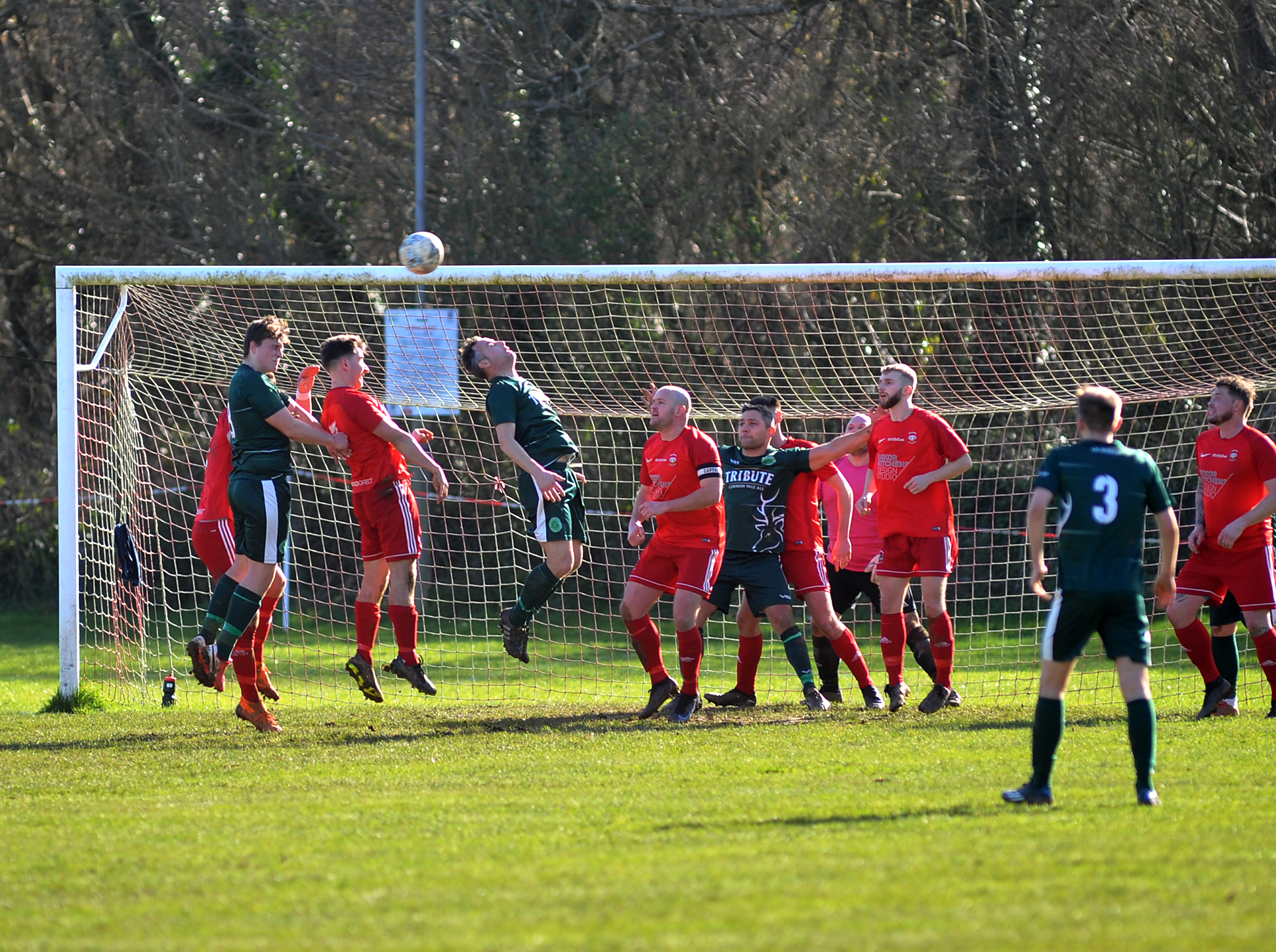 Action from Kingsteignton Athletic’s 5-2 Herald Cup upset against Buckfastleigh Rangers on Saturday. Photos by Steve Pope.