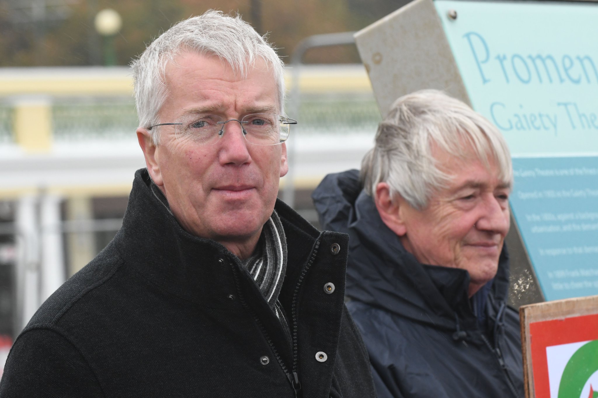 Climate change action march in Douglas, organised by the Climate Change Coalition and Friends of the Earth Isle of Man - pictured is Rob Mercer (left) and Peter Christian (right)