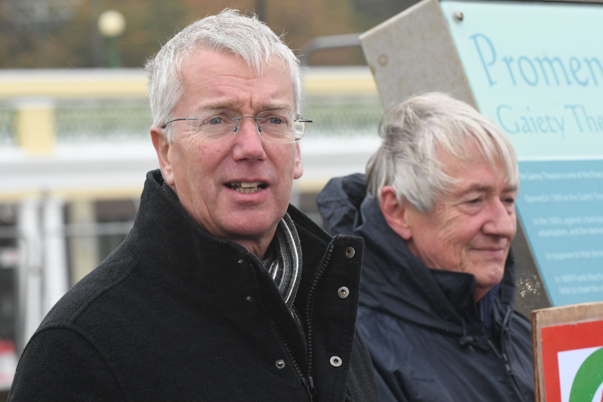 Climate change action march in Douglas, organised by the Climate Change Coalition and Friends of the Earth Isle of Man - pictured is Rob Mercer (left) and Peter Christian (right)