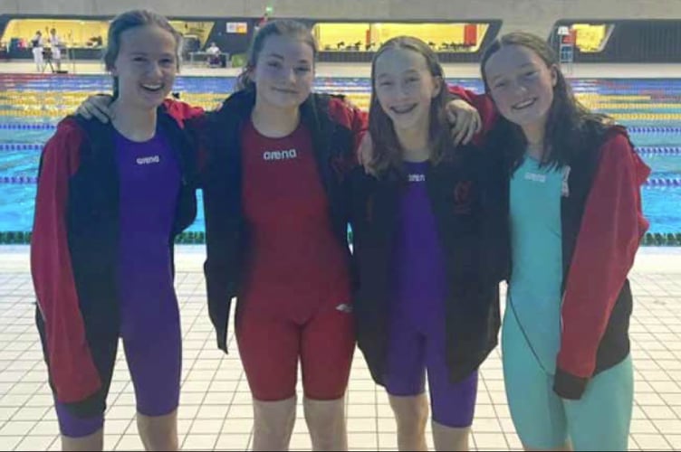 Farnham Swimming Club girls’ relay team: Lucy Pieterse, Amelie Farrier, Amy Lee and Bronwen Price
