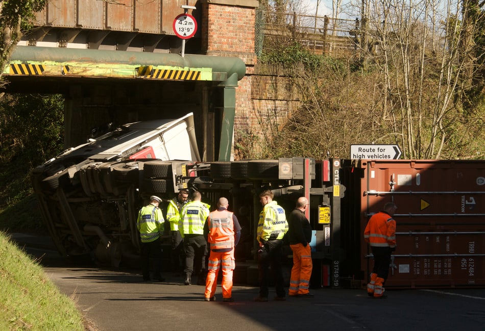 <p>Bright yellow chevrons are to be painted on the A325 Wrecclesham bridge in an effort to prevent HGV strikes</p>