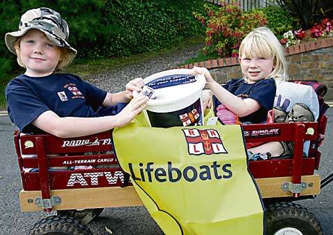 YOUNG COLLECTORS: Collecting for the RNLI at Bude Lifeboat Day are Joshua and Bethan Palmer of Bude.
