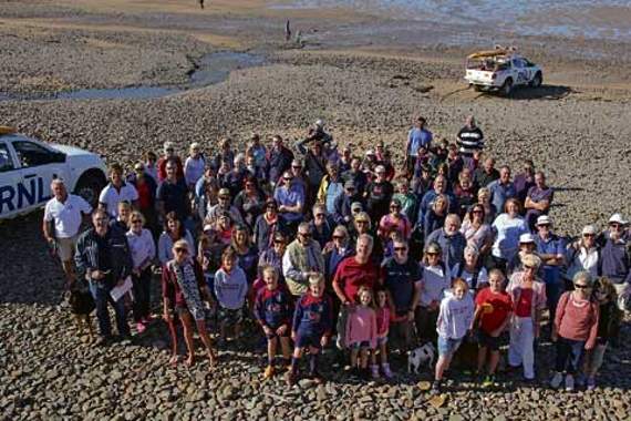 The walkers gather ahead of the 3km beach ramble. Picture: Paul Hamlyn