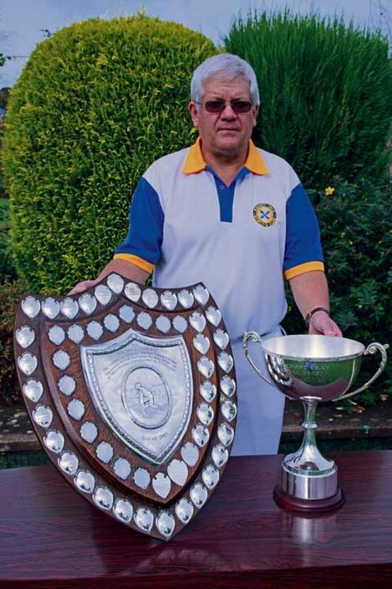 Peter Gilbert of Kensey Vale proudly shows off his County Singles Shield as well as his Bowls Cornwall ‘Player of the Year’ trophy which were presented to him during the county luncheon held recently. Picture: Paul Hamlyn