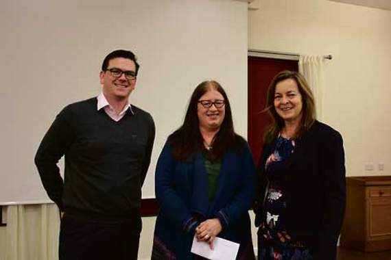 Andy Parsons, of South West Lakes Trust, first prize winner Jacqui Spiers and Monica Read, of SWW.