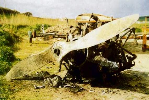 Some of the wreckage of the Avro Anson