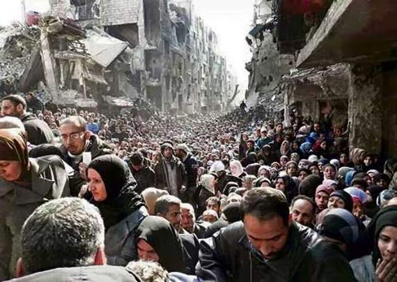 People would queue for hours, day after day, in order to get food.
