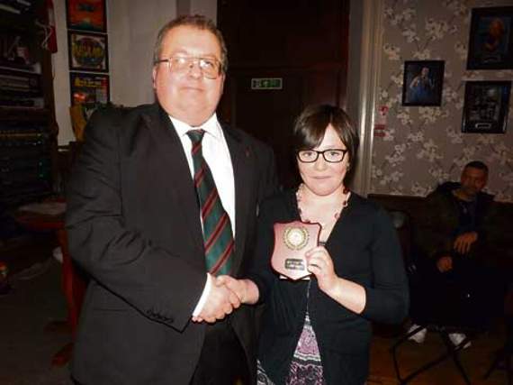 ‘Best Female Cadet’ trophy awarded to Caitlin Woods by detachment Commander 2Lt Jim Harvey.