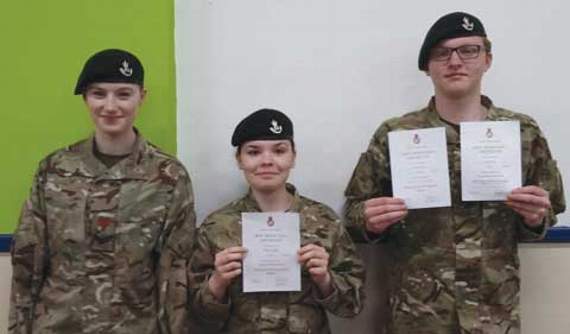 Lance Corporals Ella Hughes and Summer with Sergeant Jack Heal.