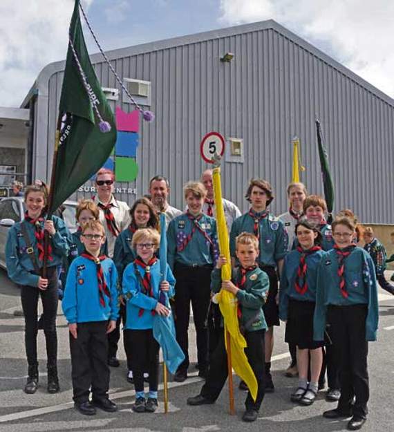 Ready to parade from Camelford Leisure Centre down through the streets of Camelford are members of the 1st Bude Cubs, Beavers and Scouts. Picture: Adrian Jasper