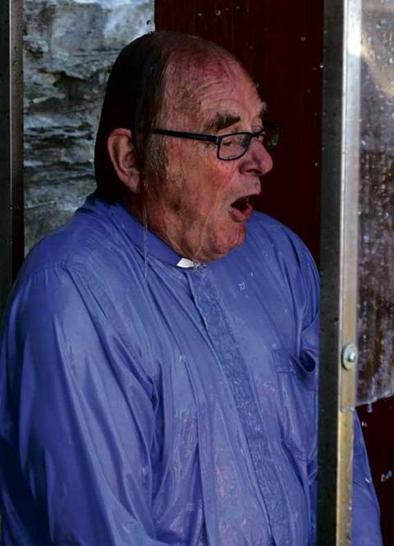Tintagel vicar Michael Parsons also had ‘The Cold Flush’ treatment! Michael retires from serving the village of Tintagel as its vicar in August. Picture: David Flower