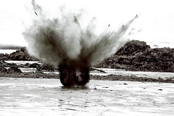 The Royal Navy team used half a kilo of explosives to safely dispatch the object. Picture: David Hobgen