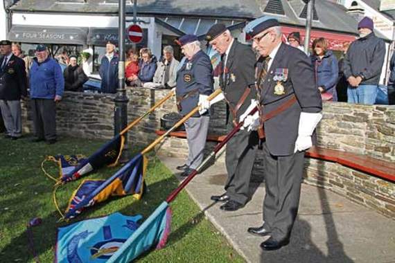 Standard bearers Tanky Williams, David Parrott and Colin Gray. Picture: Paul Hamlyn