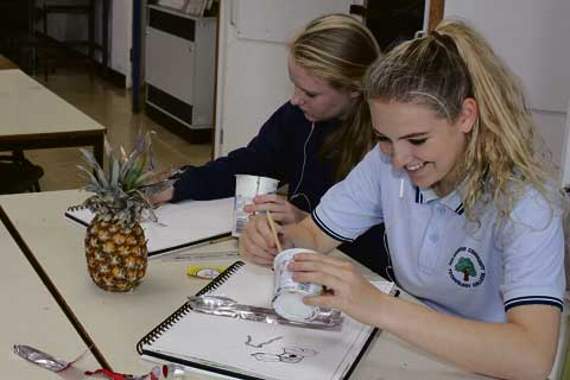 Pupils’ art is hung around the college, displaying their talents. Picture: Dawn Bewes