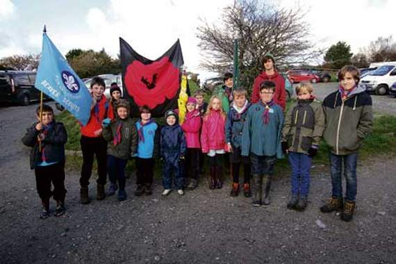The 1st Camelford Scouts, Cubs and Beavers, assemble for the walk. Picture: David Flower