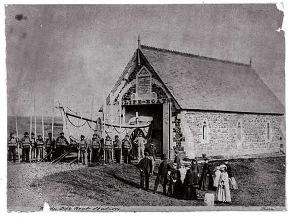 Bude Lifeboat Station, possibly during the 1850s.
