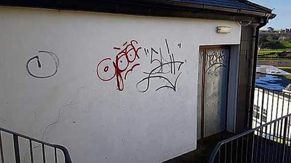 The graffiti, or ‘tagging’, that has been occurring in and around Bude.