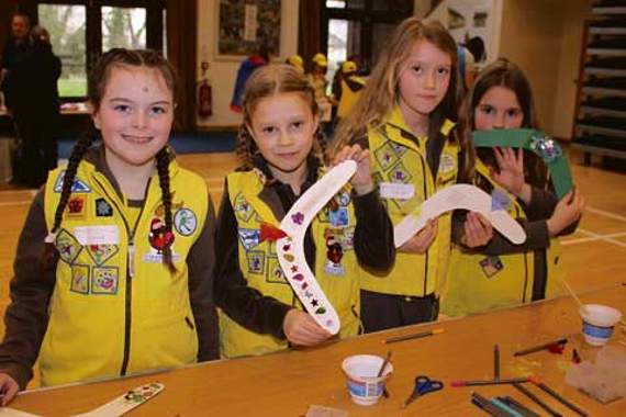 On the Australia table the Brownies are pictured making boomarangs.