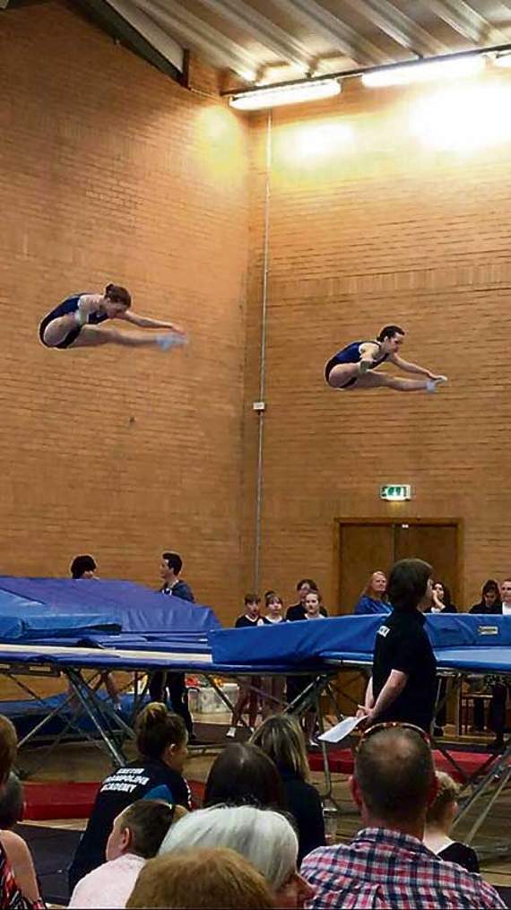 The two Madison’s take to the air in synch.