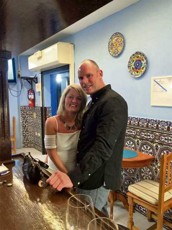 Angela and Chris in Lanzarote where they first met.