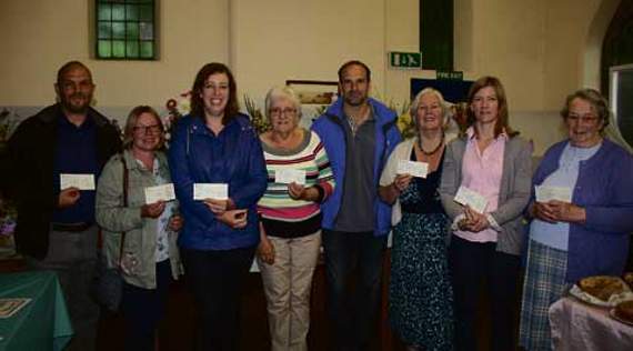 Paul Woolner (School), Clare Horn (Scouts), Caroline Stuckey (Wadlers), Ruth Mill (Skittle Club), Justin Uglow, Helen Eccott (Village Hall), Catherine Bailey (Acorns Pre-School), Ruby Edcombe (Church). Pictures: Dawn Bewes
