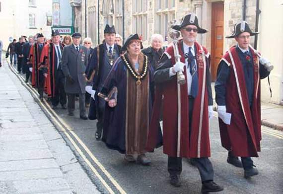 Mayor, Margaret Young, and Launceston Town Council during the procession.