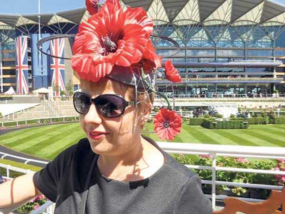Kerry from the Hat Shop with her hat, commemorating 100 years since the end of the First World War.